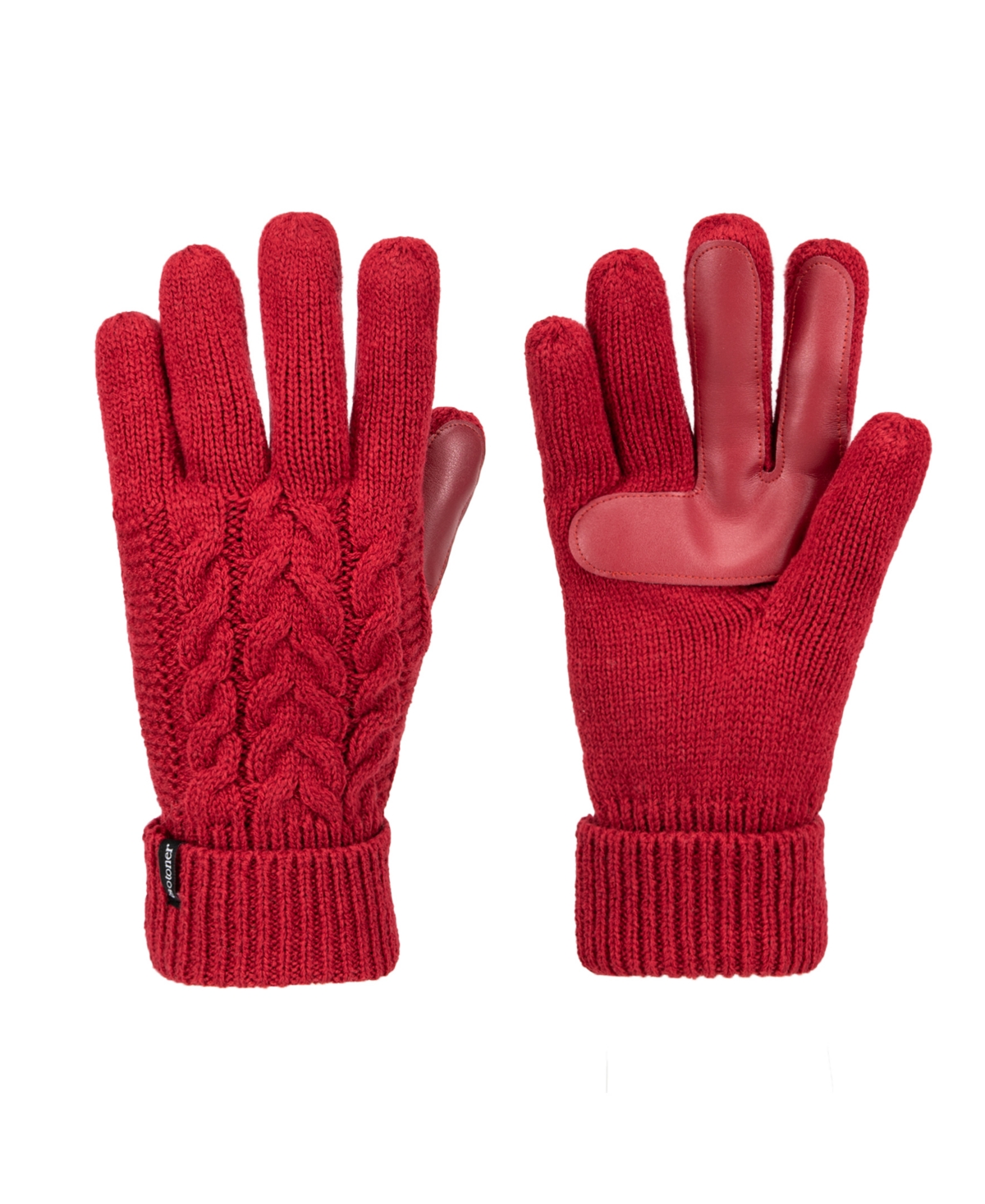 Isotoner Women's Water Repellent Cable Knit Gloves In Red