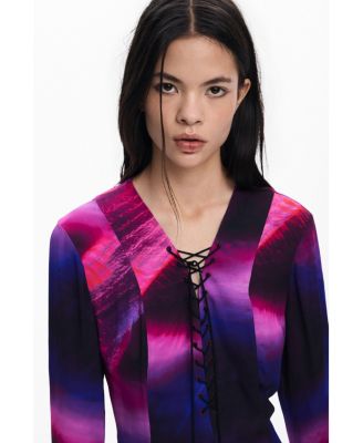 Women's Dress with ribbon neckline