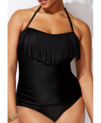 Women's Fringe Bandeau One Piece Swimsuit
