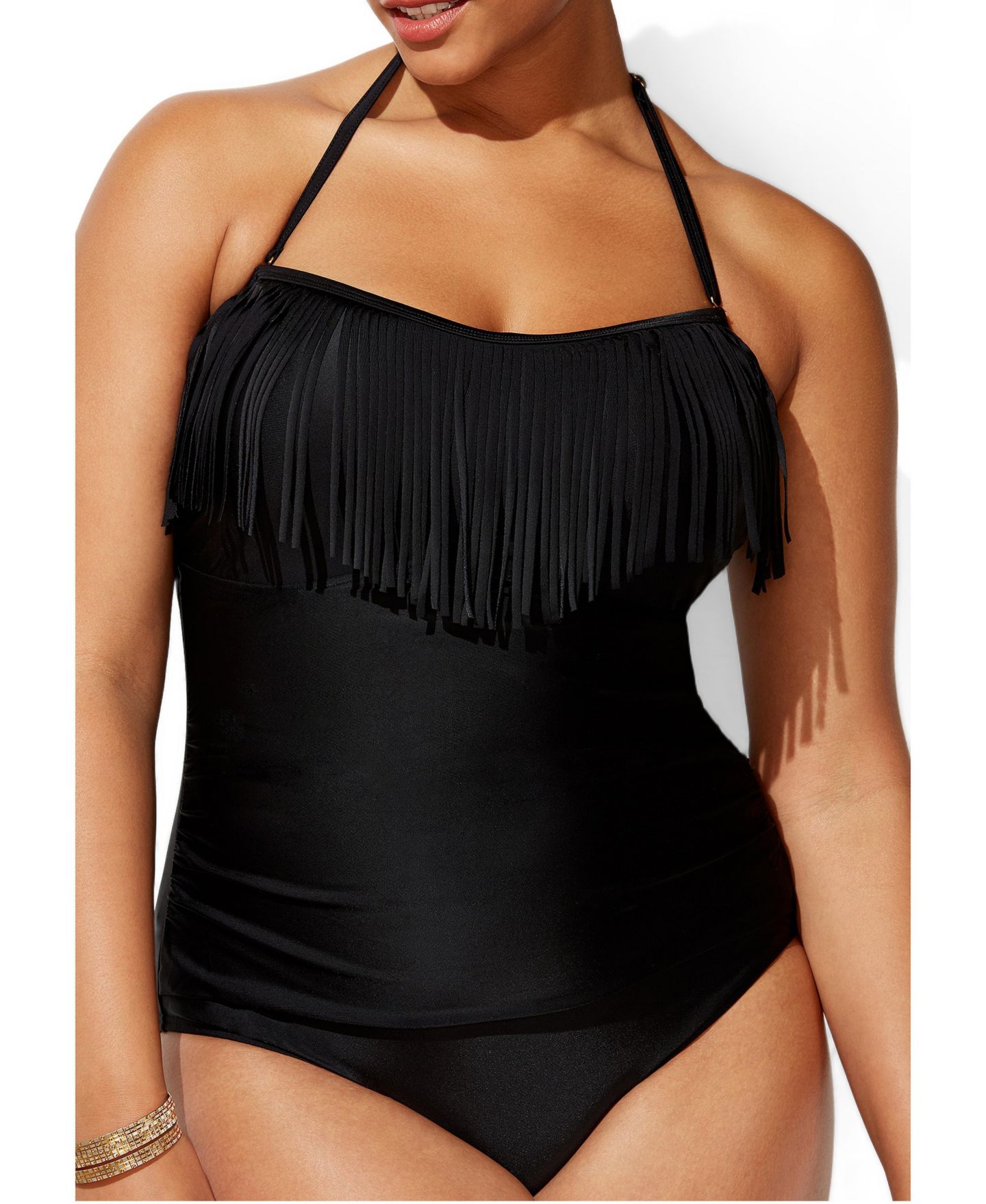 Купальник Fringe, бандо — Swimsuits for All, цвет: Чёрный — фото 3