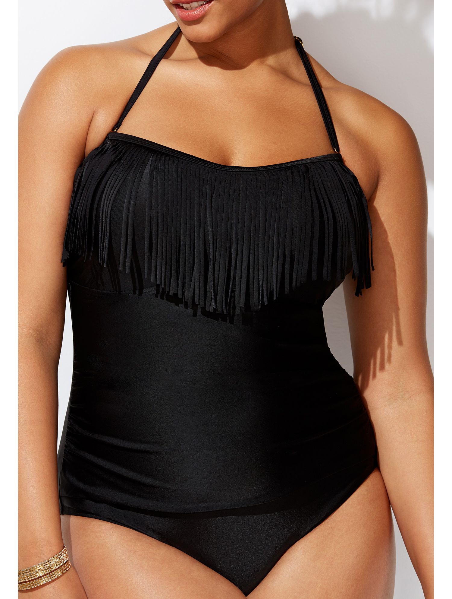 Women's Fringe Bandeau One Piece Swimsuit