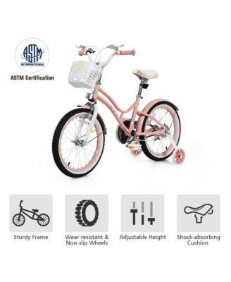 18'' Kids Bike Toddlers Adjustable Freestyle Bicycle with Training Wheels