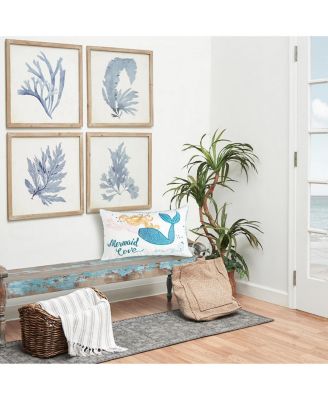 Mermaid Love" Embroidered Cotton Blend Accent Throw Pillow 14" x 24