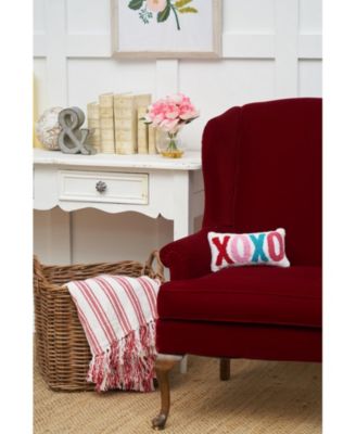 6" x 12" Valentine's Day "XOXO" Hooked Small/Petite Accent Throw Pillow