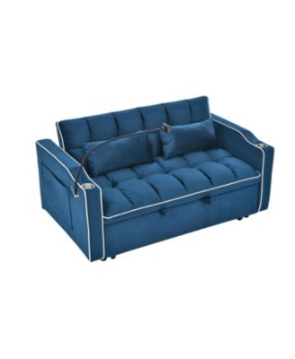 1 Count Sofa Bed, 55.51 in, Velvet, Foldable + Pull-Out + Adjustable Back + USB + Ashtray + Phone Stand, Furniture