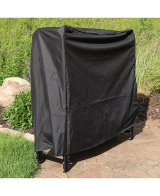 Outdoor Heavy-Duty Steel Firewood Log Rack Holder and Weather-Resistant Polyester Log Rack Cover - Black