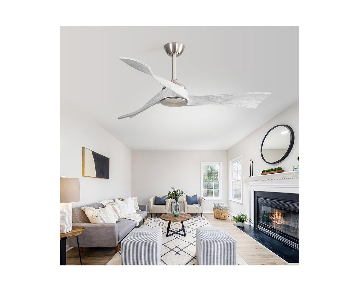 Sofucor 52-inch Sand Nickel Modern 3 Blades Ceiling Fan Light with Remote Control Support Six Speed Ajustable