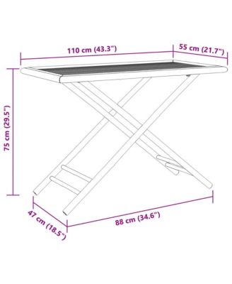 Garden Table Natural Bamboo 43.3 in x 21.7 in x 29.5 in Foldable
