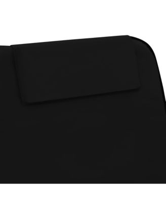 Beach Chair Set of 2 Black Polyester fabric and steel frame Large