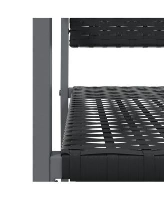 Garden Chair Set of 2 Black PE rattan, powder-coated steel