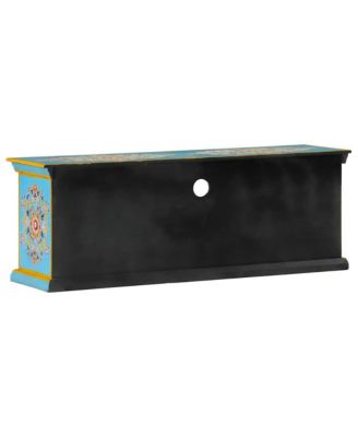 TV Cabinet Blue Solid Mango Wood Medium TV Cabinet Rectangular