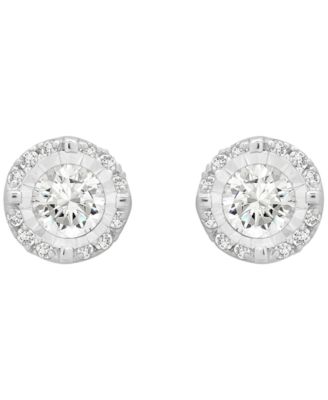 Diamond Halo Stud Earrings (3/4 ct. t.w.) in 14k White Gold