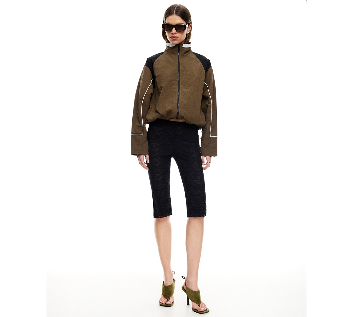 Lioness Women's Shoreline Windbreaker High Neck Jacket In Green