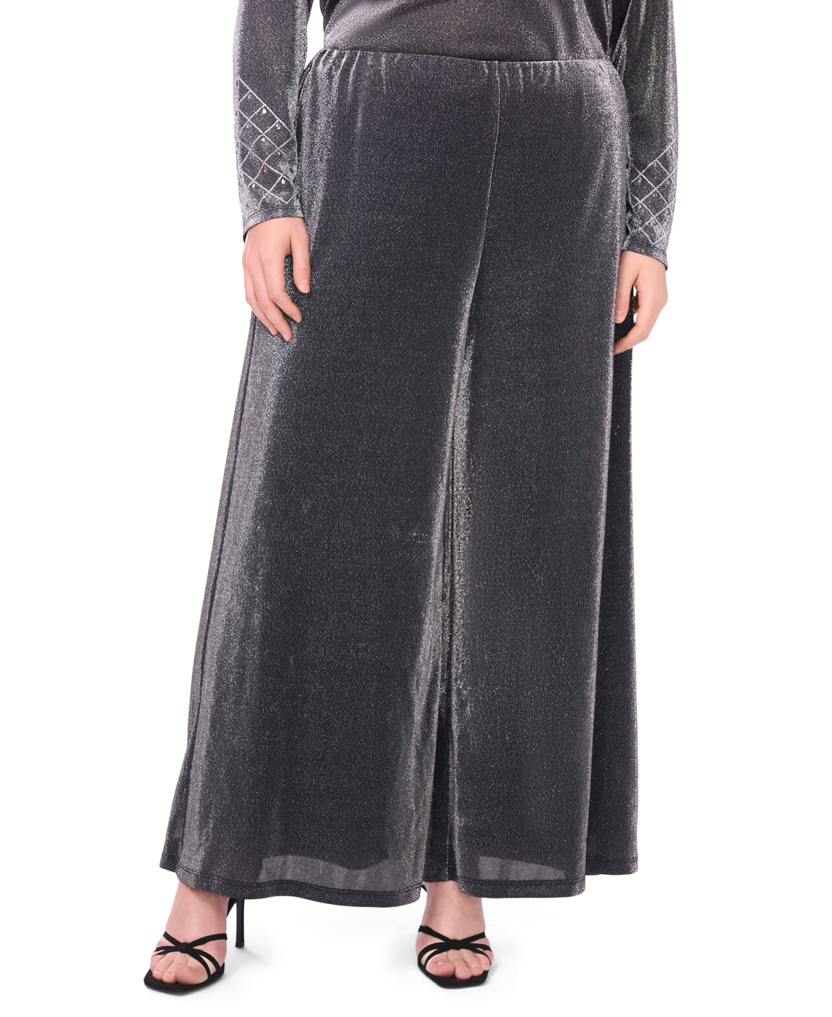 Msk Plus Size Wide Leg Pull-on Pants In Black
