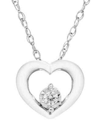 Diamond Heart Pendant Necklace (1/20 ct. t.w.) in Sterling Silver