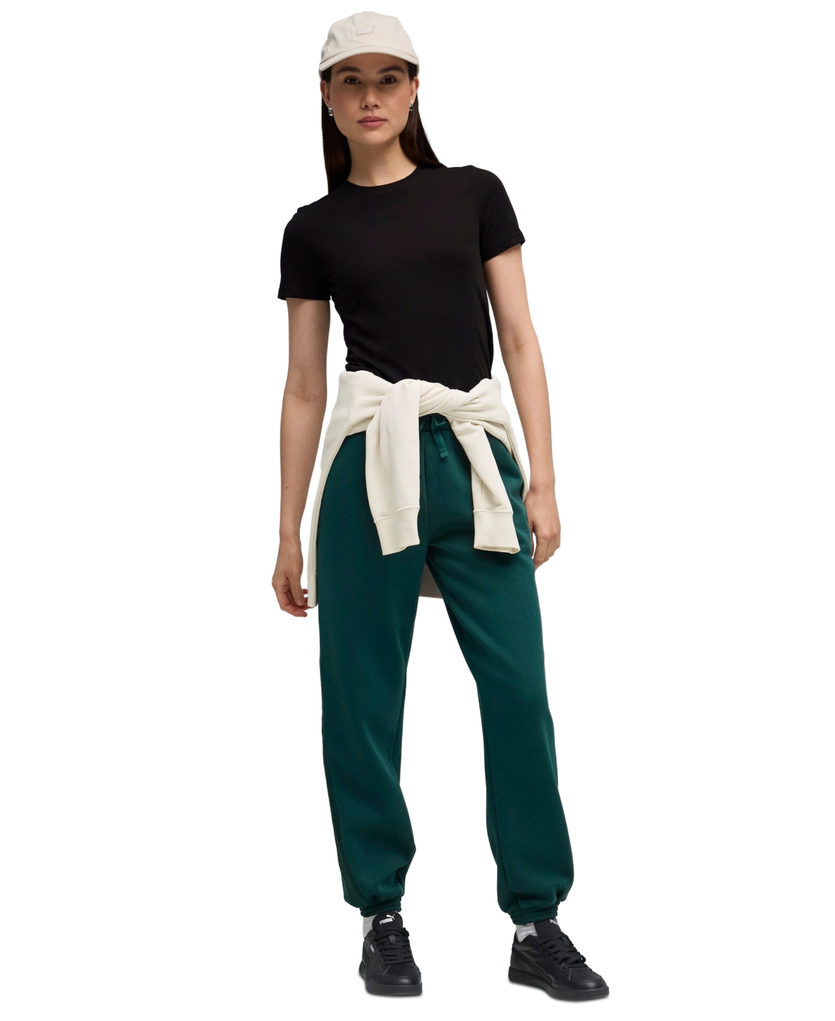 Puma Women's Essential Elevated Satin Regular Fit Sweatpants In Green