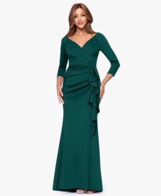 XSCAPE - Women's 3/4-Sleeve Ruffle Long Dress