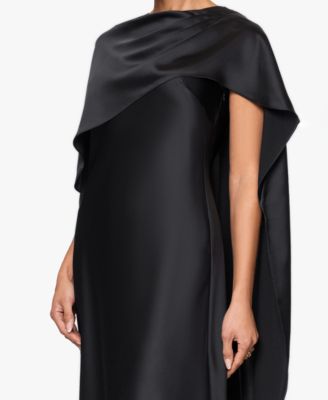 Women's Long Satin Boat Neck Dress