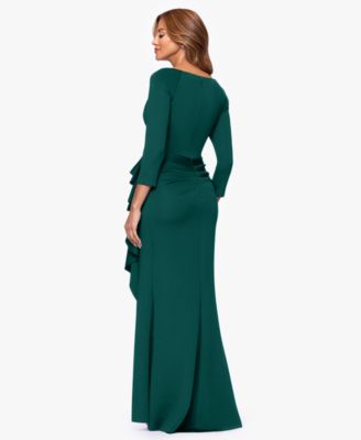 Women's 3/4-Sleeve Ruffle Long Dress
