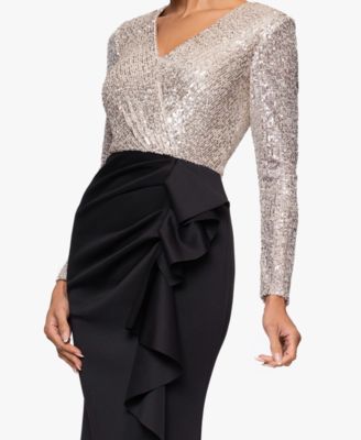 Women's V-Neck Sequin Long Dress