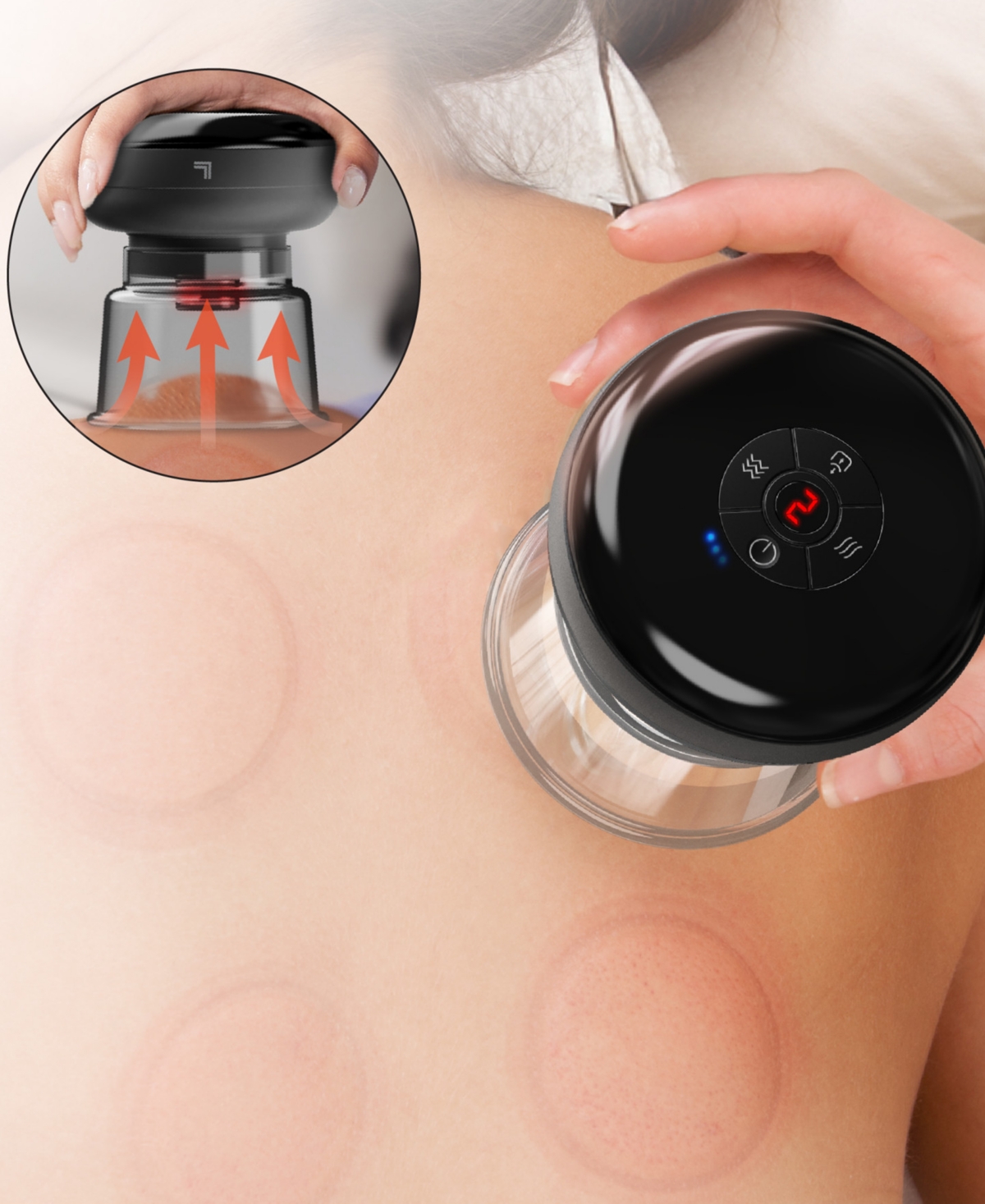 Sharper Image Pulse Cupping Multifunction Massager In Black