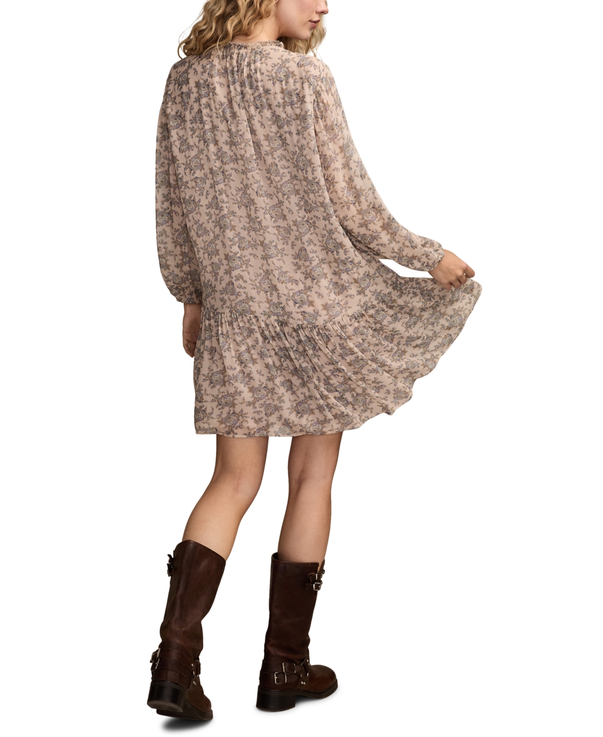 Lucky Brand Women's Dropped Waist Floral Mini Dress In Neutral