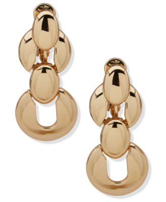 Anne Klein - Gold-Tone Puff Dome Link Earrings