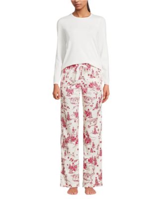Women's Pajama Gift Set - Knit Long Sleeve Top and Flannel Pants