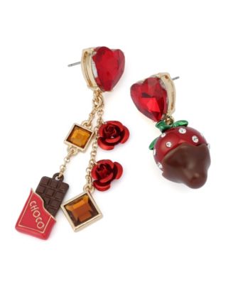 Faux Stone Love Spell Chocolate Strawberry Mismatch Earrings