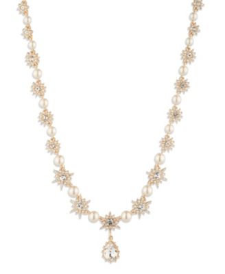 Marchesa - Glass Stone and Imitation Pearl Star Pendant Necklace