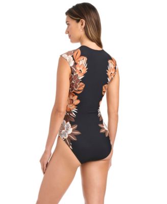 Women's Moddy Blooms Printed Cap-Sleeve Swimsuit