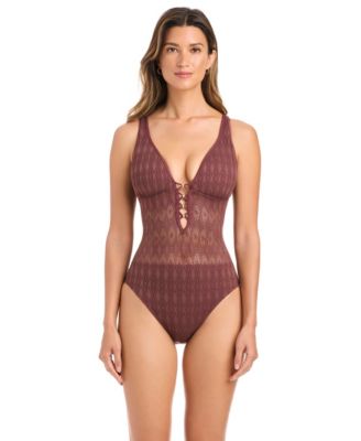 Women's Sunkissed Crochet Over-The-Shoulder Swimsuit