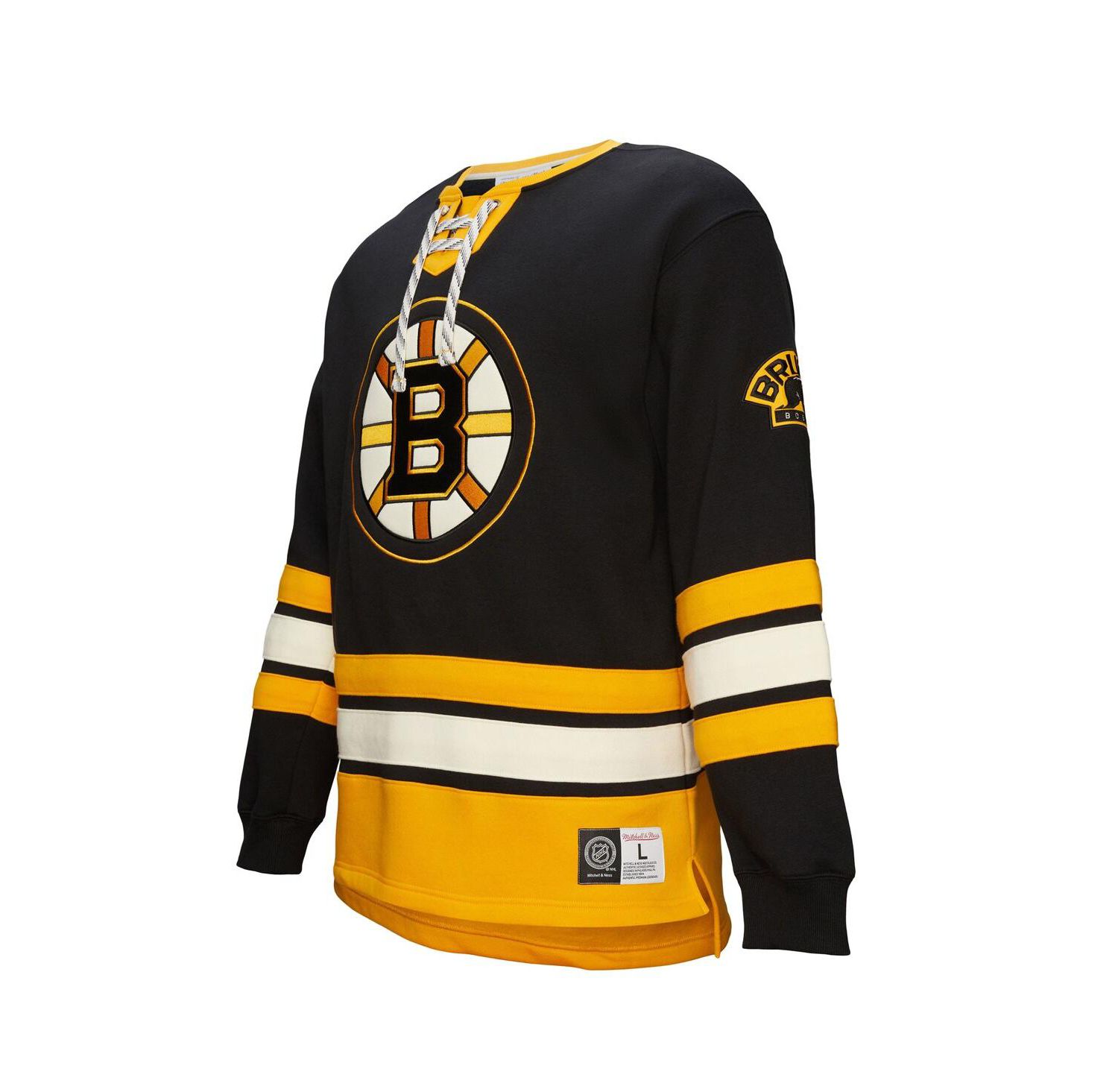 Men's Black Boston Bruins Heritage Lace-Up Pullover Sweatshirt