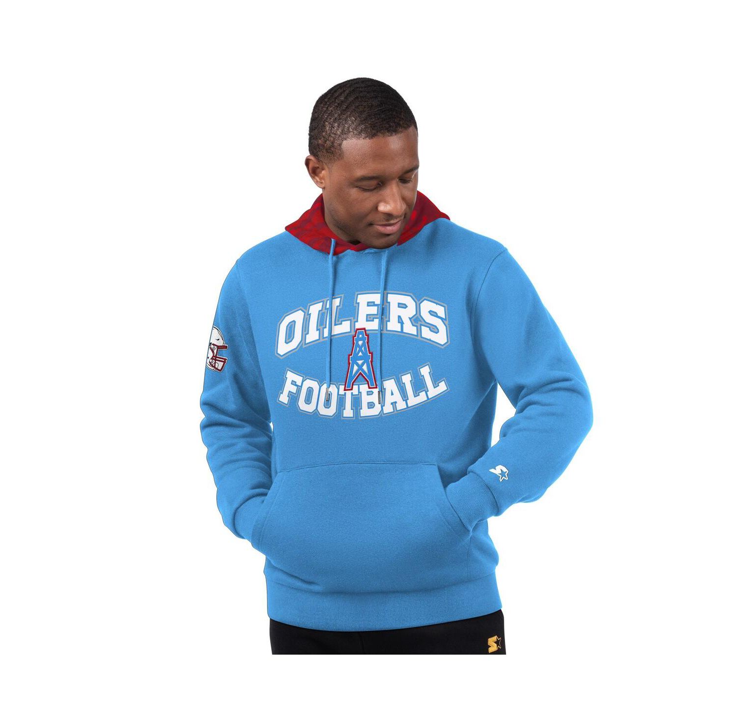 Men's Light Blue Houston Oilers Thursday Night Gridiron Vintage Logo Pullover Hoodie