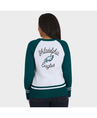 Women's White/Midnight Green Philadelphia Eagles Color Block Raglan Sweater