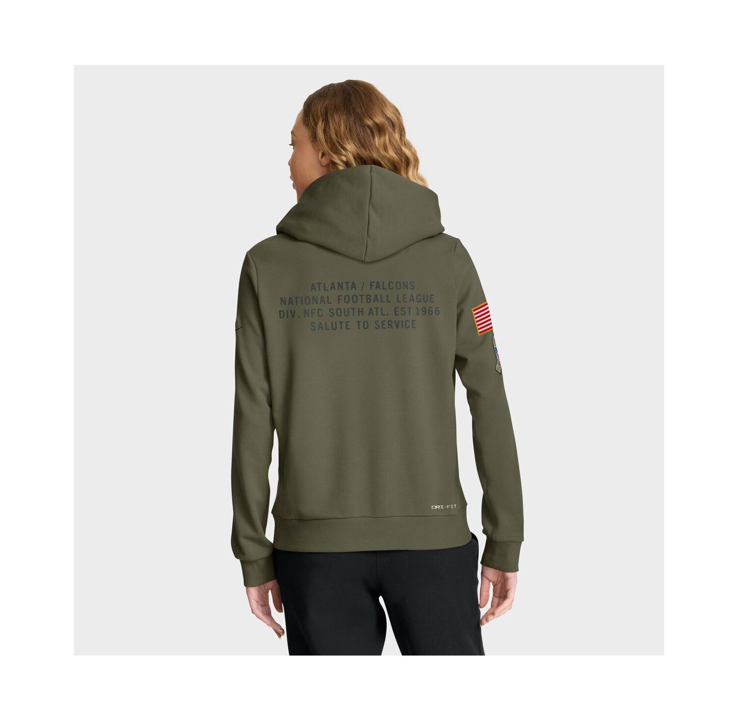 Women's Olive Atlanta Falcons 2025 Salute to Service Sideline Standard Issue Dri-FIT Hoodie