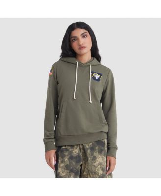 Women's Olive Los Angeles Rams 2025 Salute to Service Sideline Standard Issue Dri-FIT Hoodie