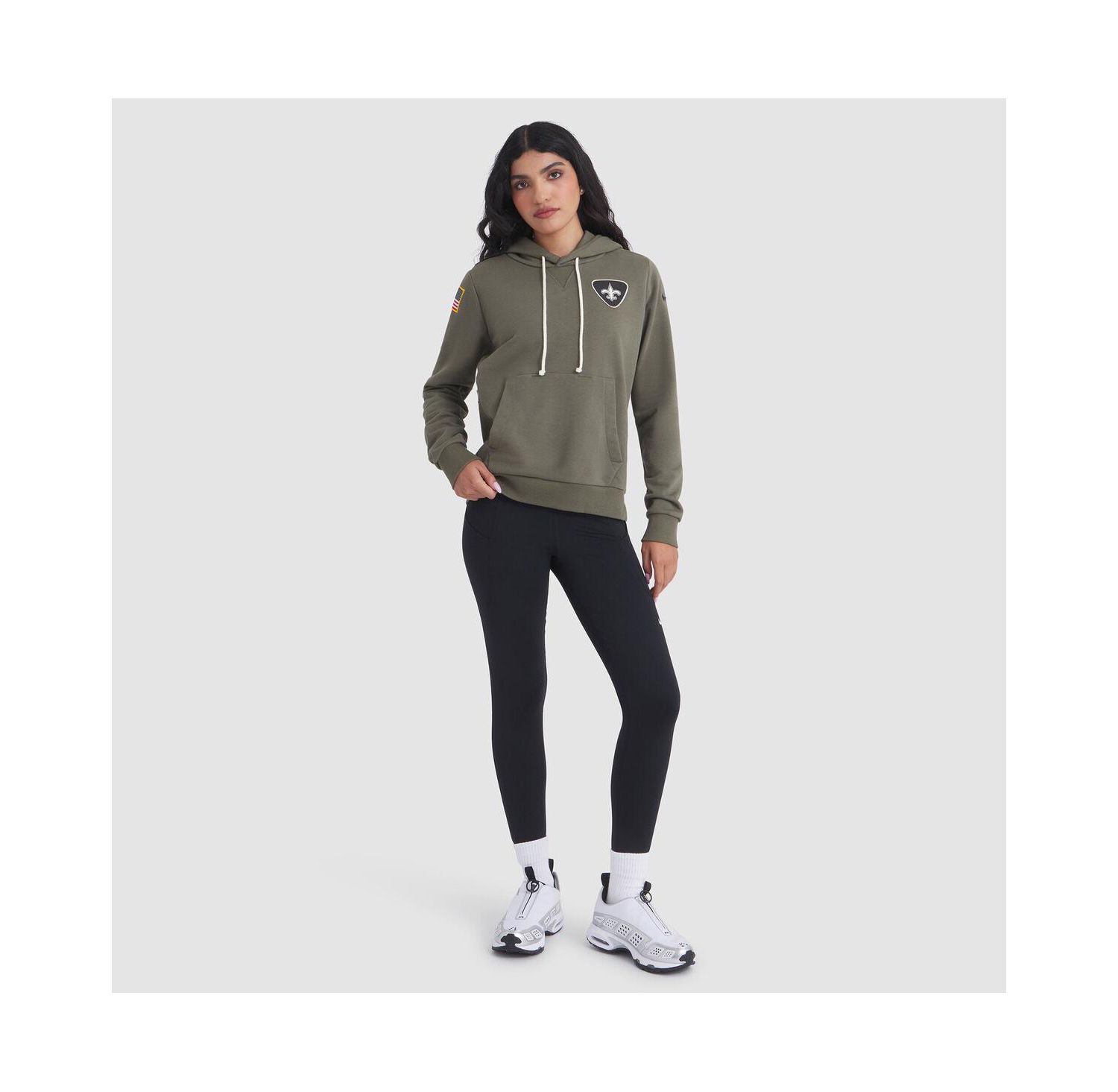 Women's Olive New Orleans Saints 2025 Salute to Service Sideline Standard Issue Dri-FIT Hoodie