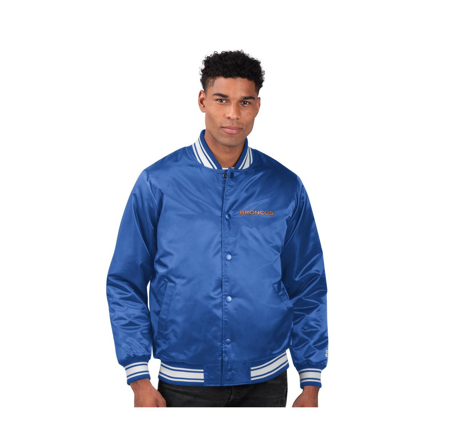 Men's Royal Denver Broncos Locker Room Satin Full-Snap Varsity Jacket