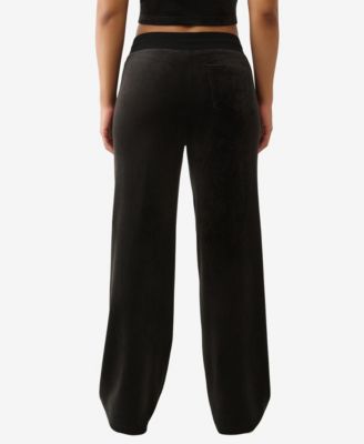 Women's Crystal Horseshoe Velour Straight Leg Sweatpant