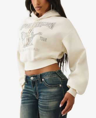 Women's Crystal Cropped Pullover Hoodie