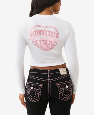 Women's Long-Sleeve Glitter Puff Heritage Baby T-Shirt