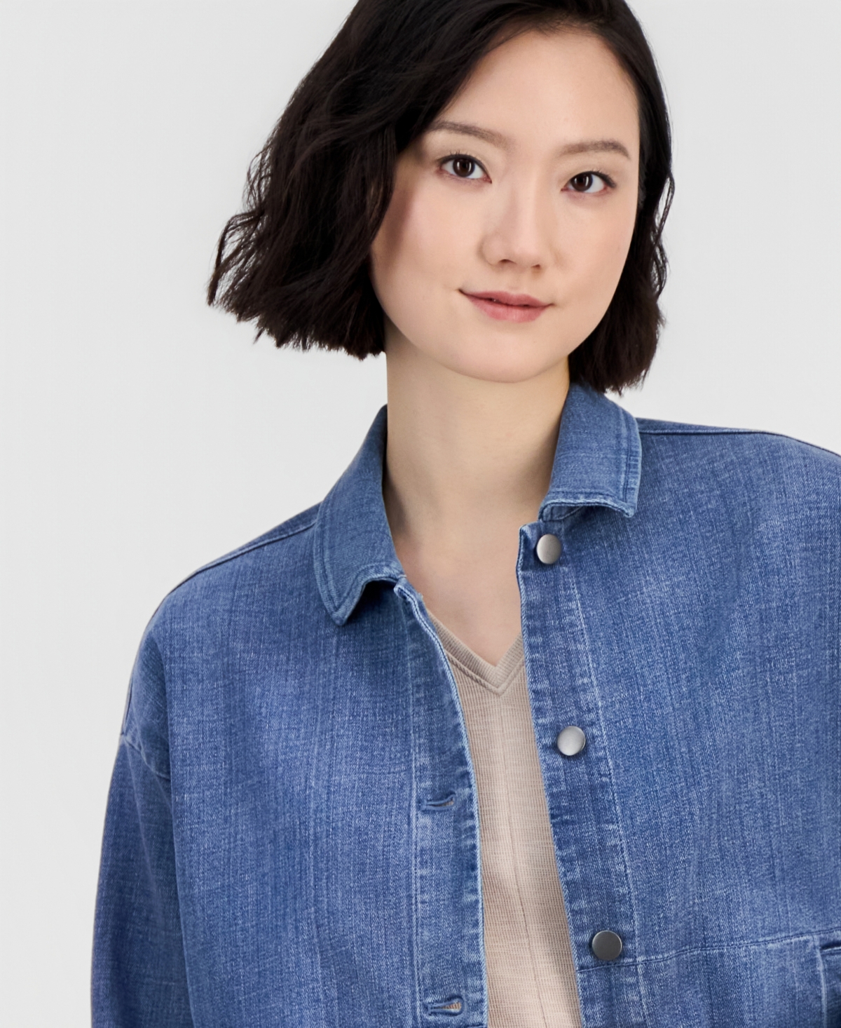 Eileen Fisher Women's Classic-Collar Denim Jacket, Regular & Petite