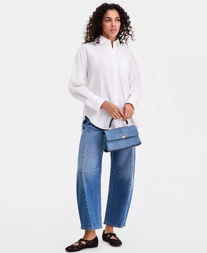 Women's Cotton Poplin Oversized Button Down Shirt - thumbnail 8