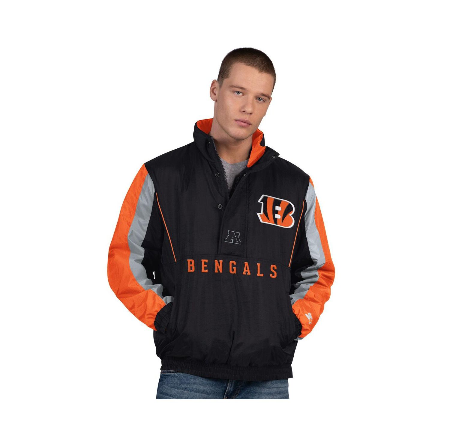 Men's Black Cincinnati Bengals Thursday Night Gridiron Half-Zip Jacket