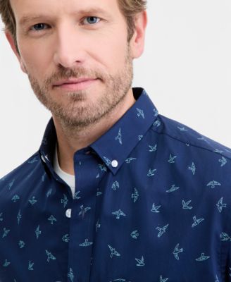 Men's Birds in Sky Poplin Short-Sleeve Shirt