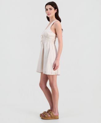 Juniors' Striped Picot-Trim Mini Dress