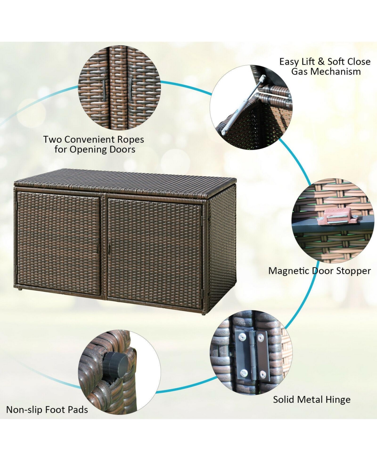 Sugift 88 Gallon Garden Patio Rattan Storage Container Box