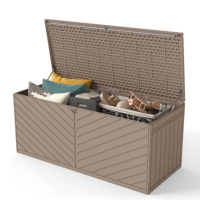 Patio Waterproof Resin Deck Box Lockable Outdoor Storage Garden Tools
