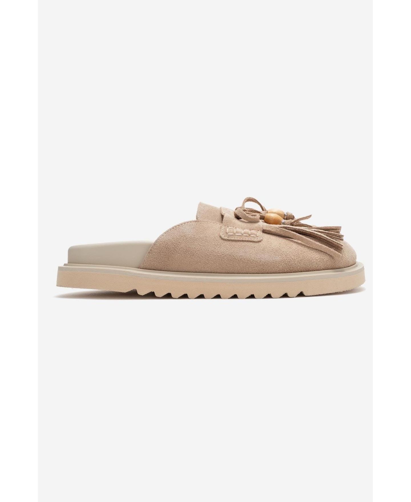 Женские сабо Forever & Always Shoes Carol Tassel Leather Mule, цвет: Бежевый замшевый кожаный — фото 6